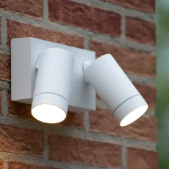 Foco de pared de exterior Taylor Sensor, 2 luces blanco