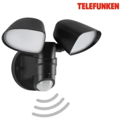 Foco de pared exterior con sensor LED Bilbao 2 luces negro