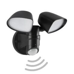 Foco de pared exterior con sensor LED Bilbao 2 luces negro