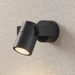 Foco de pared exterior Lucande Kavuna, redondo, antracita, IP54