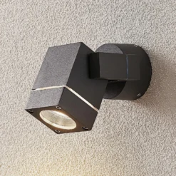 Foco de pared exterior Lucande Kavuna, angular, antracita, IP54