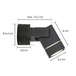 Foco de pared exterior Lucande Kavuna, angular, antracita, IP54