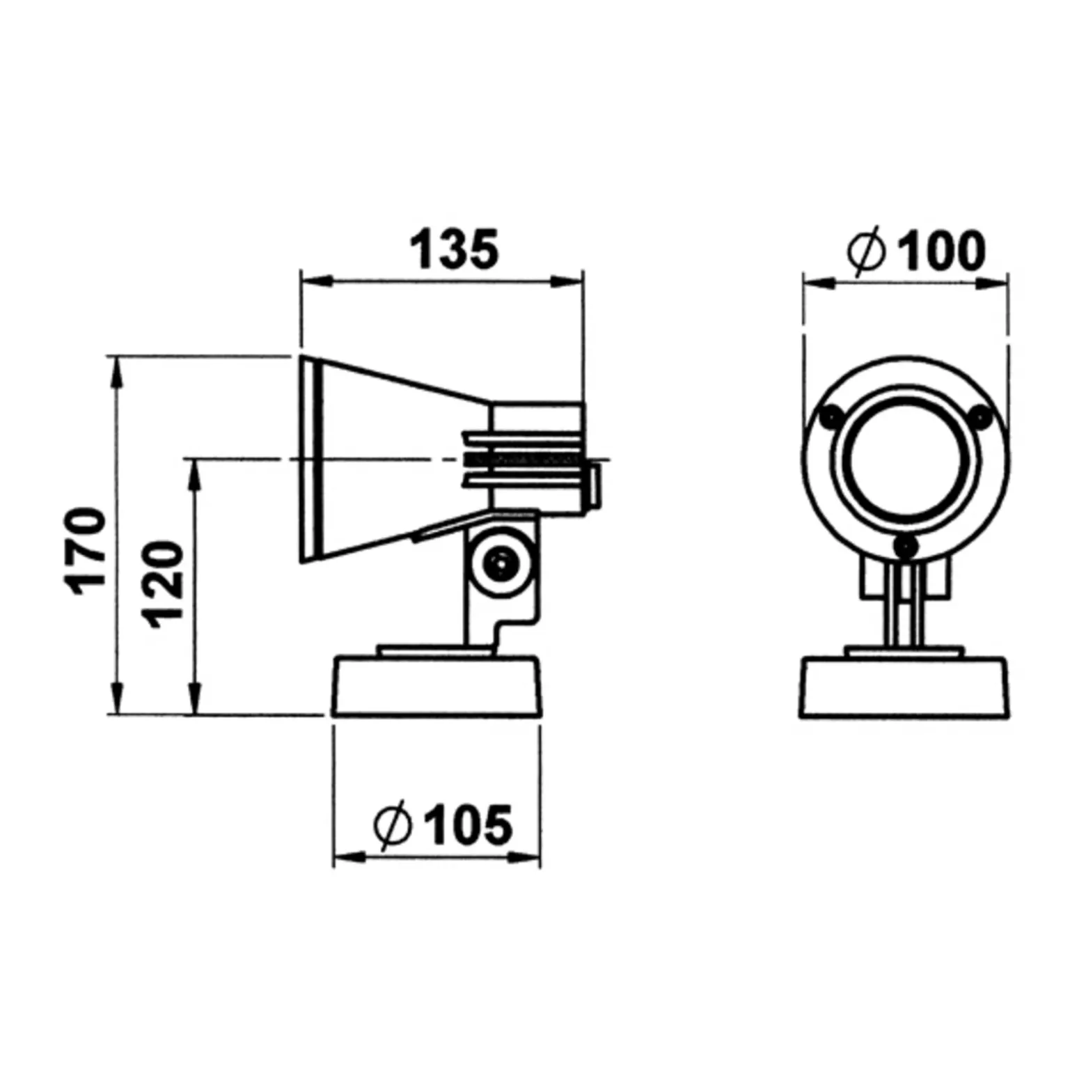 Foco de pared para exterior 639, negro, giratorio y orientable