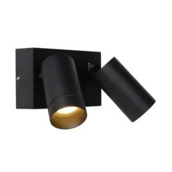 Foco de pared para exterior Taylor Sensor, 2 luces negro