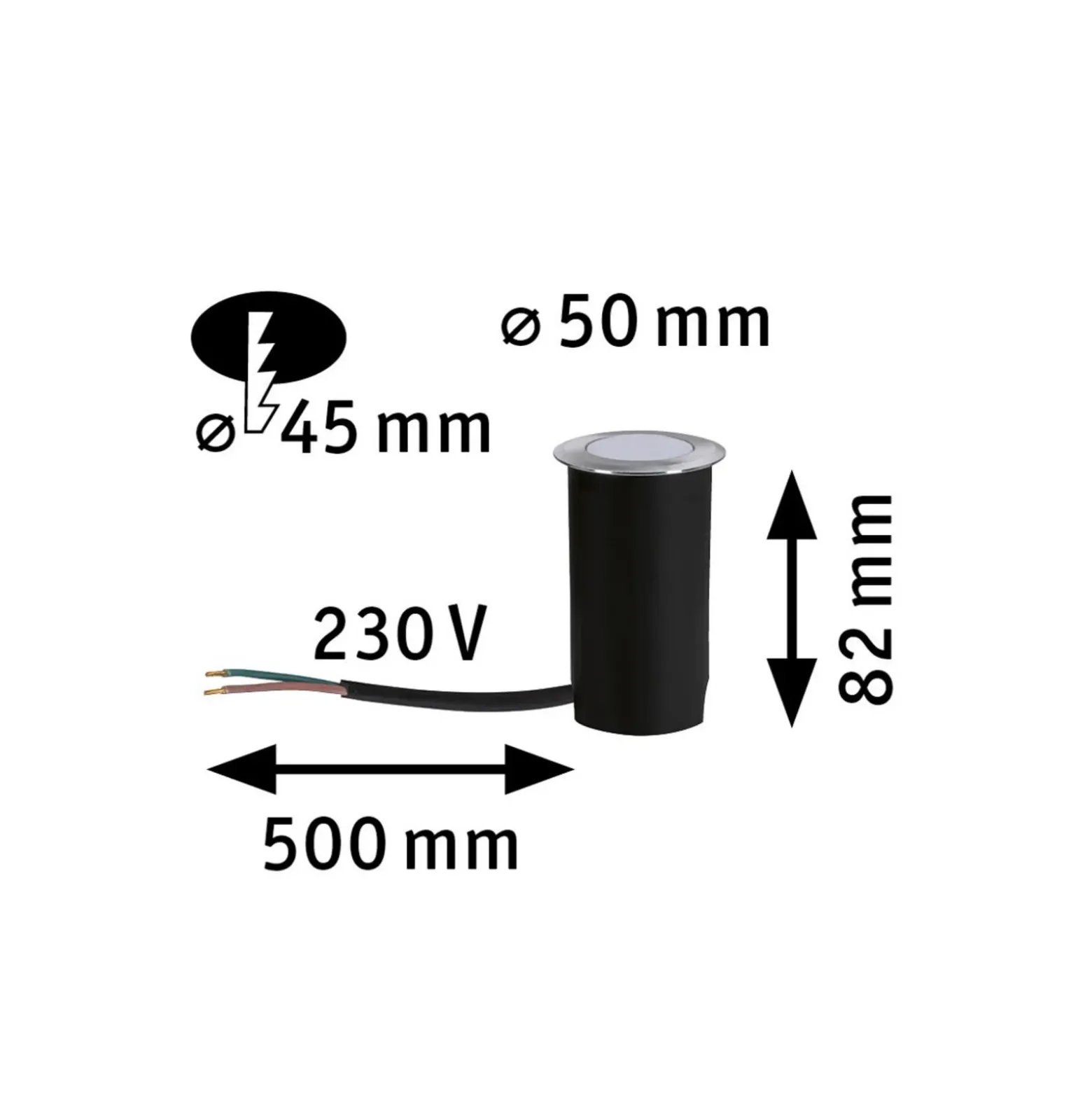 Foco de suelo LED empotrable Paulmann Goldlicht, Ø 5 cm