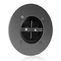 Foco de suelo LED empotrable solar «Lugo», IP44, acero inoxidable, cristal