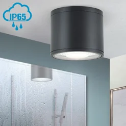 Foco de techo LED Sputnik IP65 Ø 14,5 cm negro