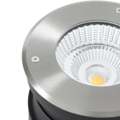 Foco empotrable de suelo LED Arcchio Thentos, Ø 18 cm, 60°, níquel, IP67