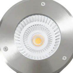 Foco empotrable de suelo LED Arcchio Thentos, Ø 18 cm, 60°, níquel, IP67