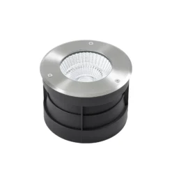Foco empotrable de suelo LED Arcchio Thentos, Ø 18 cm, 60°, níquel, IP67