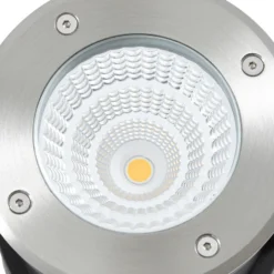 Foco empotrable de suelo LED Arcchio Thentos, Ø 12 cm, 60°, níquel, IP67