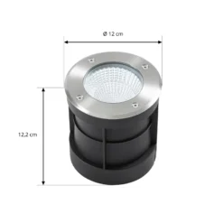 Foco empotrable de suelo LED Arcchio Thentos, Ø 12 cm, 60°, níquel, IP67