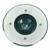 Foco empotrable en tierra Tomaso, aluminio, acero inoxidable, Ø 22 cm