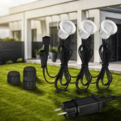Foco empotrable LED 3912032 IP67 12 V, kit de inicio de 3 unidades, Ø 3 cm,