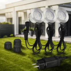 Foco empotrable LED 3914032 IP67 12 V, kit de 3 unidades, 4,5 cm, acero
