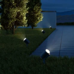 Foco exterior con pie de tierra STEINEL SPOT GARDEN, color antracita, IP44