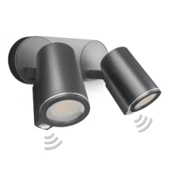 Foco exterior con sensor STEINEL One S, 2 luces, color antracita, IP44