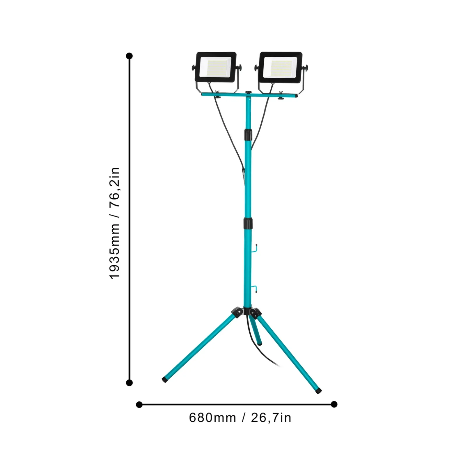 Foco exterior LED Avelar, negro/turquesa, altura 193 cm, metal
