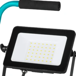 Foco exterior LED Avelar, negro/turquesa, 32 cm de ancho, metal