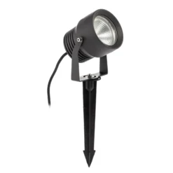 Foco exterior LED Irina, juego de 3, piqueta, enchufe, gris