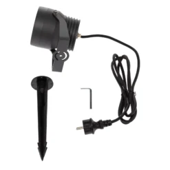 Foco exterior LED Irina, juego de 3, piqueta, enchufe, gris