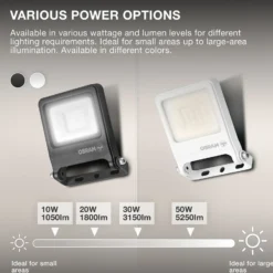 Foco exterior LED OSRAM ENDURA FLOOD, gris, 50 W, 3000 K, IP65