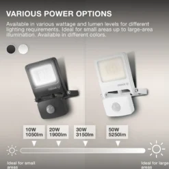 Foco exterior OSRAM ENDURA FLOOD, blanco, sensor 30 W 830 IP44