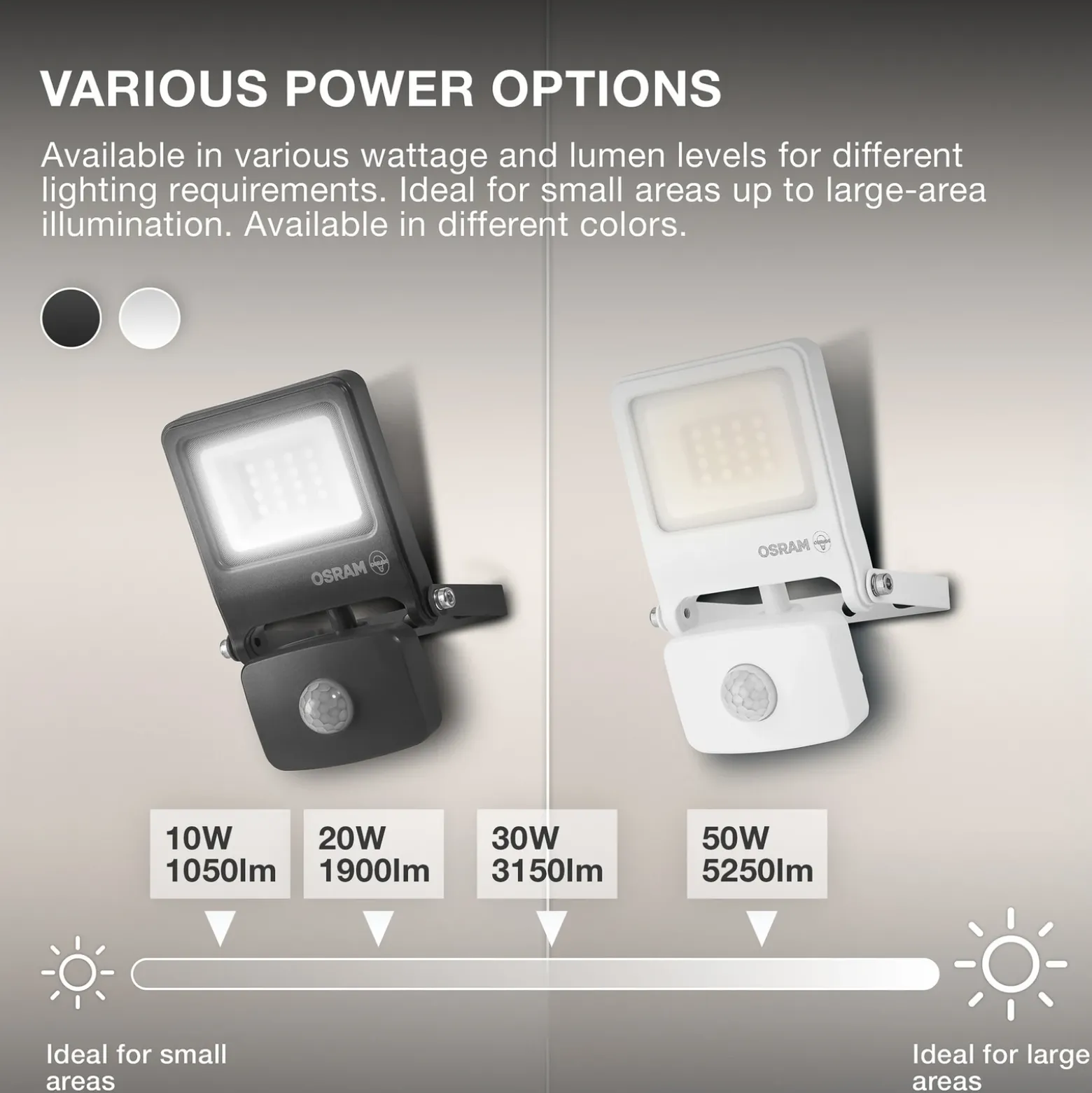 Foco exterior OSRAM ENDURA FLOOD, blanco, sensor 30 W 830 IP44