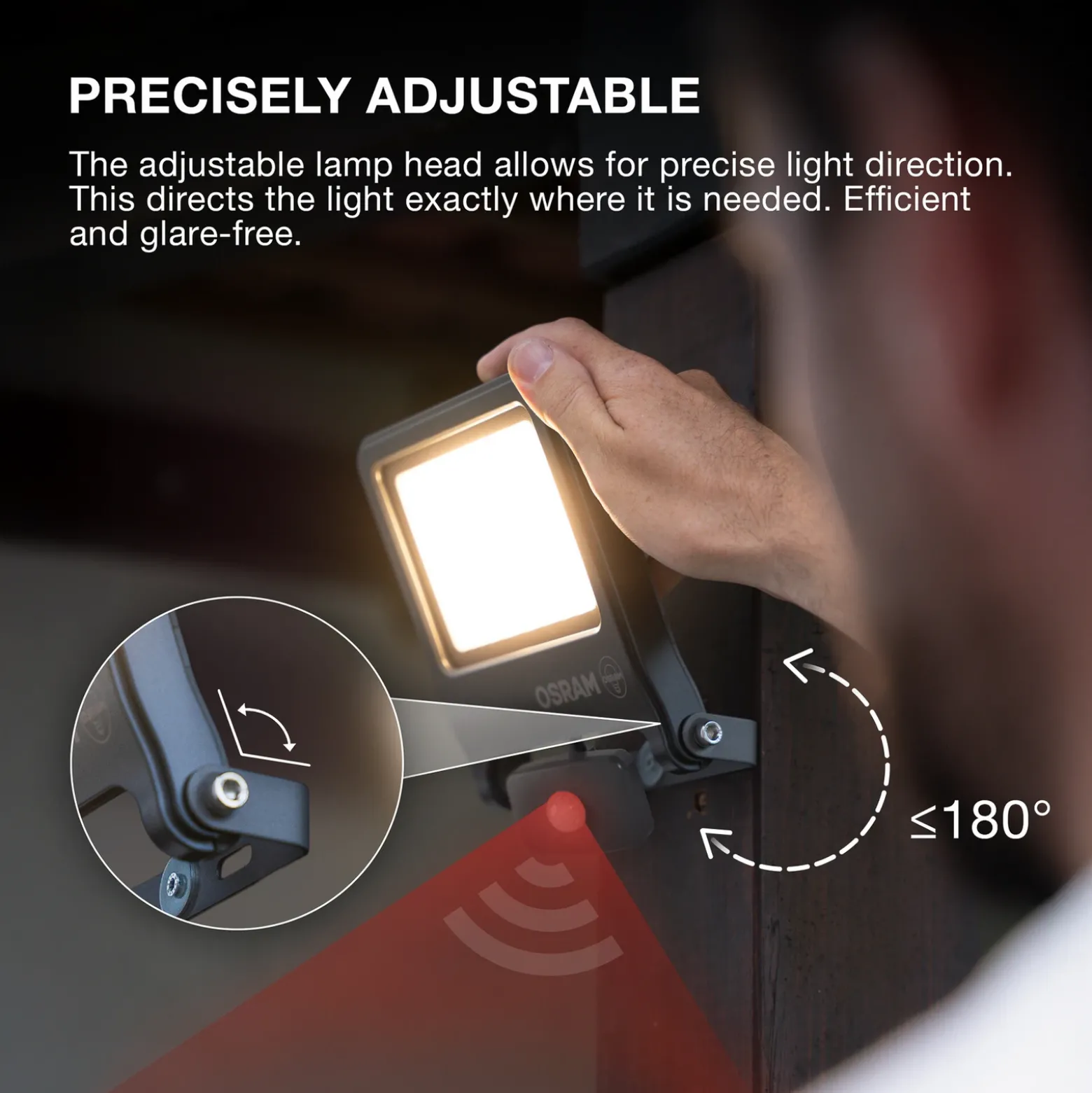 Foco exterior OSRAM ENDURA FLOOD, blanco, sensor 30 W 830 IP44