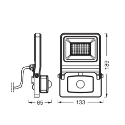 Foco exterior OSRAM ENDURA FLOOD, gris, sensor 30 W 830 IP44