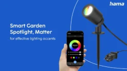 Foco LED con pica de tierra Hama Smart, negro, WLAN, IP65 RGBW atenuable