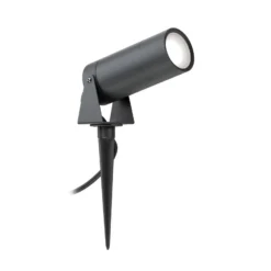 Foco LED con pica 5131, negro, aluminio, cristal, enchufe Schuko