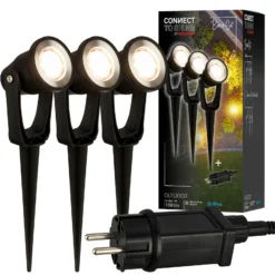 Foco LED con piqueta 3918035 Juego de inicio de 3 unidades de 12 V, negro, Ø 5