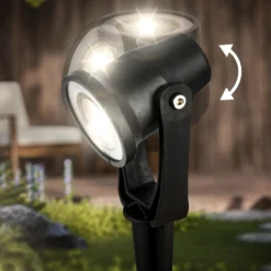 Foco LED con piqueta 3919035 12 V, ampliación de 3 unidades, negro, Ø 5 cm