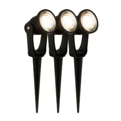 Foco LED con piqueta 3919035 12 V, ampliación de 3 unidades, negro, Ø 5 cm