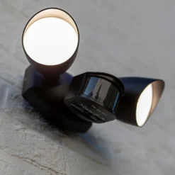 Foco LED con sensor para exterior SHRIMP, negro, 2 luces, 20 W, IP54