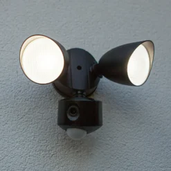 Foco LED con sensor para exterior SHRIMP, negro, 2 luces, 20 W, IP54