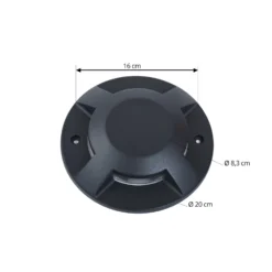 Foco LED de suelo Lucande Jeffrey, negro, 4 salidas de luz