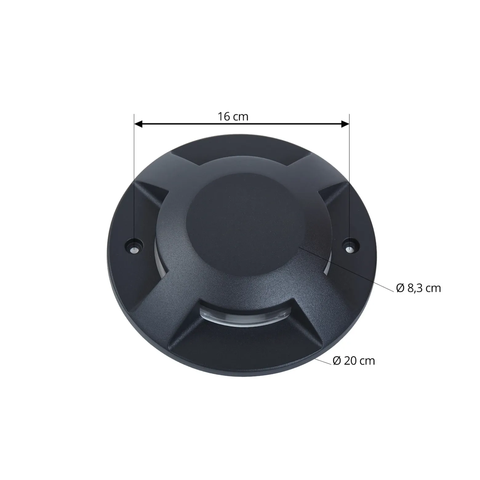 Foco LED de suelo Lucande Jeffrey, negro, 4 salidas de luz