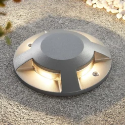 Foco LED de suelo Lucande Jeffrey, plateado, 4 salidas de luz