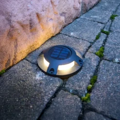 Foco LED de suelo solar Selius de Prios, antracita, IP67