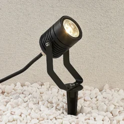 Foco LED para exterior Maris negro varilla anclaje