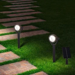 Foco LED solar con pica NOMI, negro, juego de 6, IP44