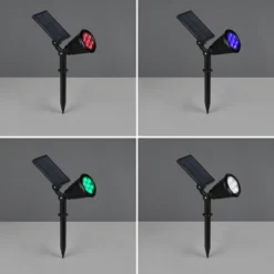 Foco LED solar Festival, negro mate, RGB, sensor