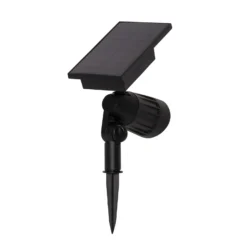 Foco LED solar Powerspot de 19 cm, RGBW, 80 lm, negro, con estaca para clavar
