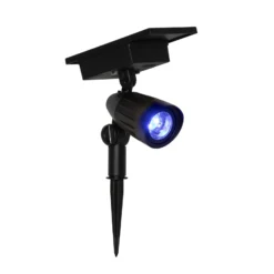 Foco LED solar Powerspot de 19 cm, RGBW, 80 lm, negro, con estaca para clavar