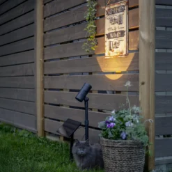 Foco LED solar Powerspot de 53 cm, 250 lm, negro, con estaca para clavar en el