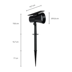 Foco solar Prios LED Birko, altura 56 cm, negro, pincho de suelo
