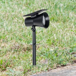Foco solar Prios LED Birko, altura 56 cm, negro, pincho de suelo