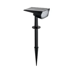 Foco solar Prios LED Helier, 49 cm, negro, pincho de suelo